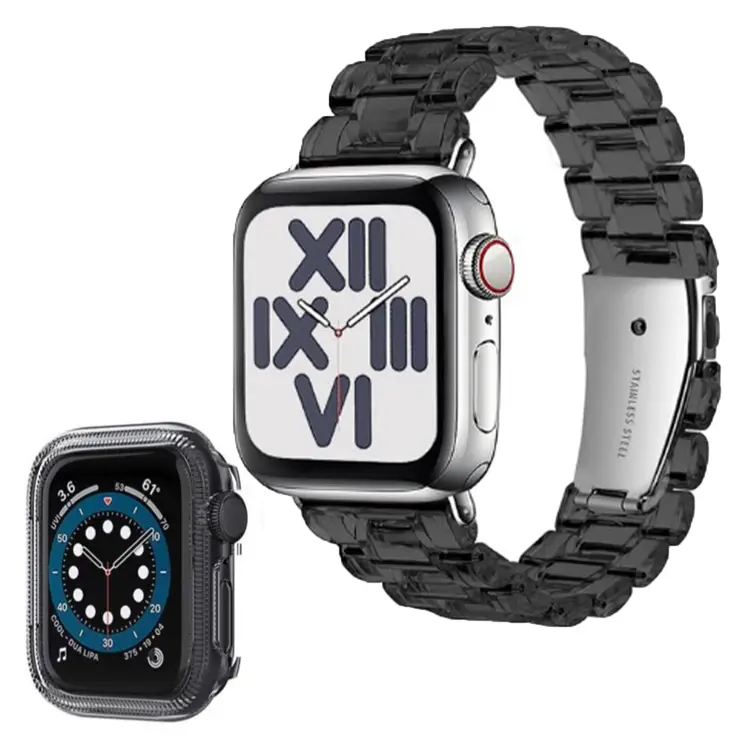 Nettech Apple Watch Seri 44/42 mm Uyumlu Kasa Korumalı Kordon (Siyah) NT-103000