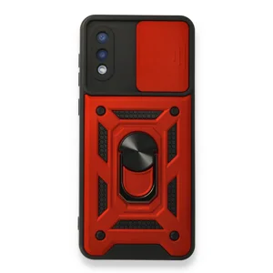 Nettech Samsung Galaxy A02 Uyumlu Kızaklı Panzer Seri Arka Koruma Kılıf (Kırmızı) NT-86176