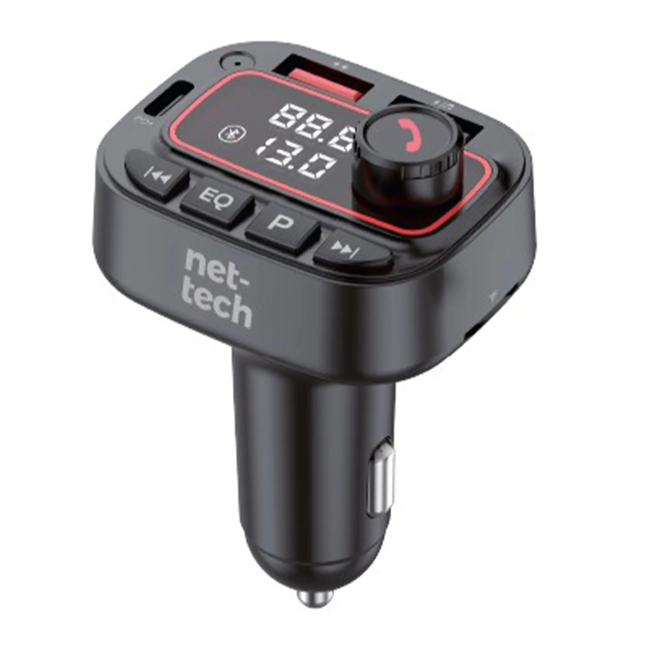 Nettech NT-CCH01 30W Bluetooth FM Transmitter Araç Şarj Aleti (Siyah) NT-CCH01