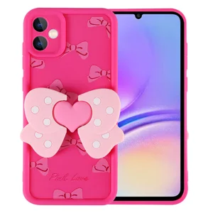 Galaxy A05 Kılıf Kamera Korumalı Figür Tasarımlı Zore Kapya Kapak - Pembe Koyu
