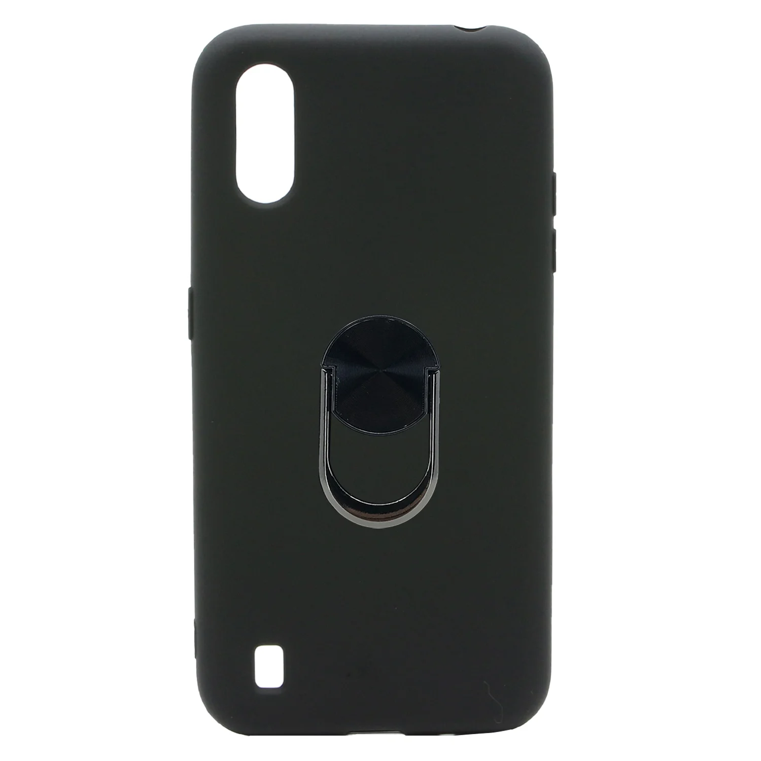Nettech Samsung Galaxy A01 Uyumlu Leather Ring Nano Arka Koruma Kılıf (Siyah) NT-82912