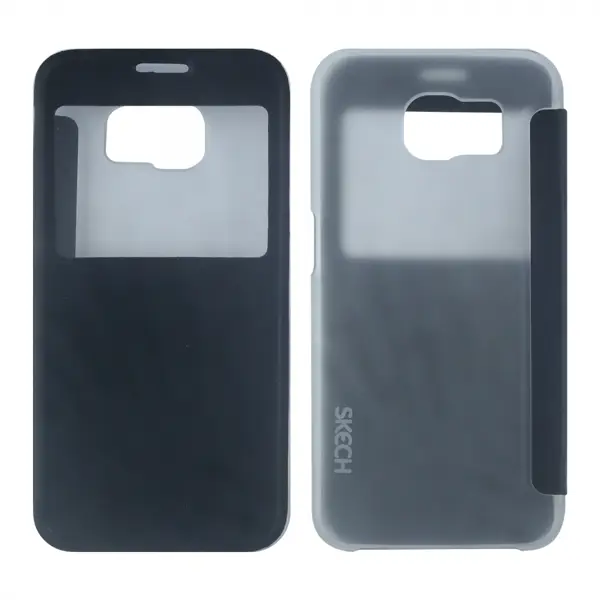 Nettech Samsung Galaxy G920 S6 Uyumlu Pencereli Kapaklı Kılıf (Siyah) NT-15605