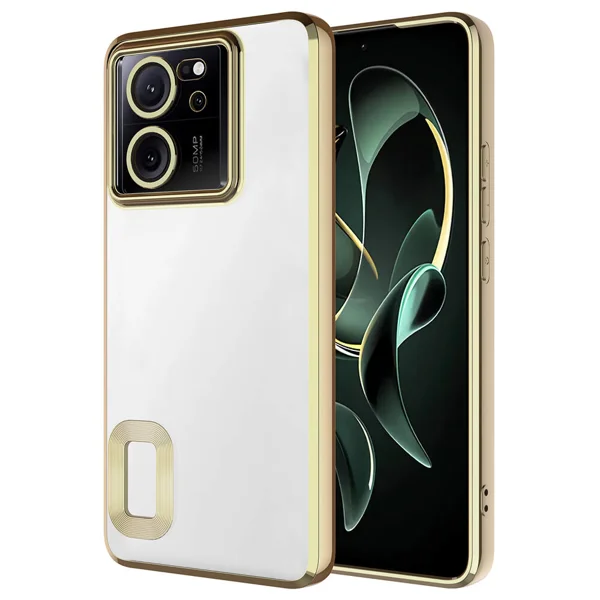 Xiaomi Mi 13T Pro Kılıf Kamera Korumalı Logo Gösteren Zore Omega Kapak - Gold - 1
