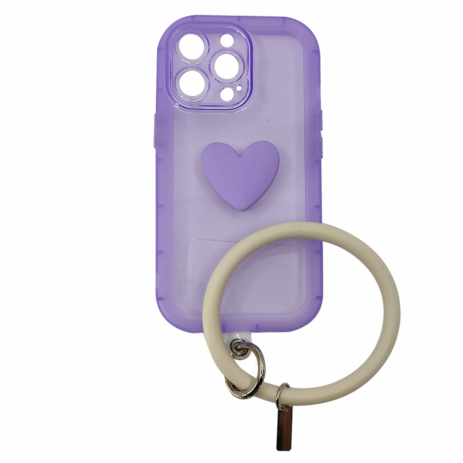 Nettech Apple iPhone 13 Pro Uyumlu Halka Bilekli Şeffaf Seri Arka Koruma Kılıf (Mor) NT-97227