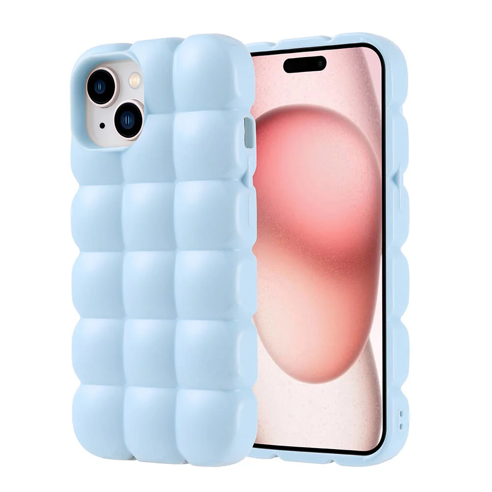 Apple iPhone 15 Kılıf Parlak Esnek Silikon Zore Dom Dom Kapak - Mavi