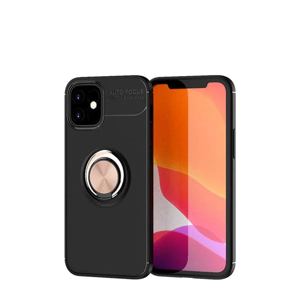 Apple iPhone 12 Mini Kılıf Zore Ravel Silikon Kapak - Siyah-Rose Gold - 1