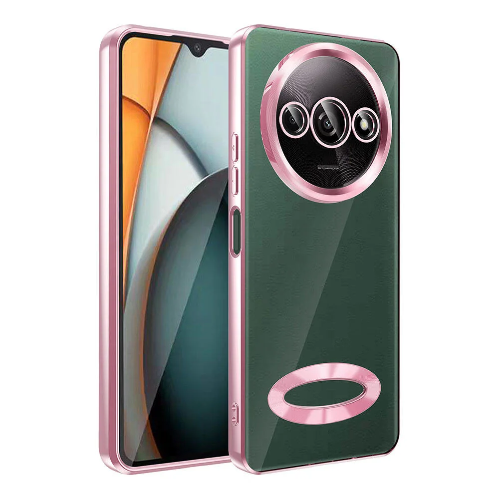 Xiaomi Redmi A3 4G 2024 Kılıf Kamera Korumalı Logo Gösteren Zore Omega Kapak - Rose Gold