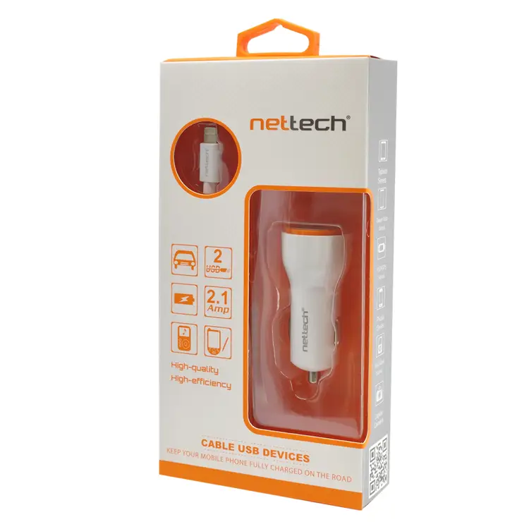 Nettech Promosyon 2 Çıkışlı Micro+Lightning Kablo + Araç Şarj Aleti (Beyaz) NT-102120