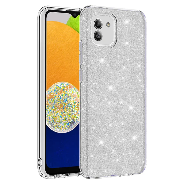 Galaxy A03 Kılıf Zore Shining Silikon - Gümüş - 1