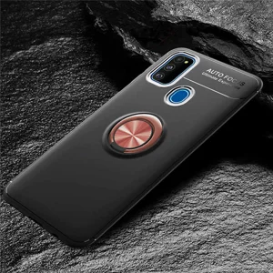 Galaxy M30S Kılıf Zore Ravel Silikon Kapak - Siyah-Rose Gold