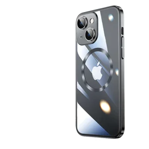 Apple iPhone 14 Plus Kılıf Wireless Şarj Özellikli Sert PC Zore Riksos Magsafe Kapak - Siyah
