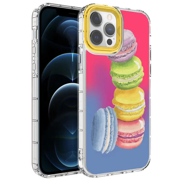 Apple iPhone 12 Pro Kılıf Kamera Korumalı Renkli Desenli Sert Silikon Zore Korn Kapak - NO12 - 1