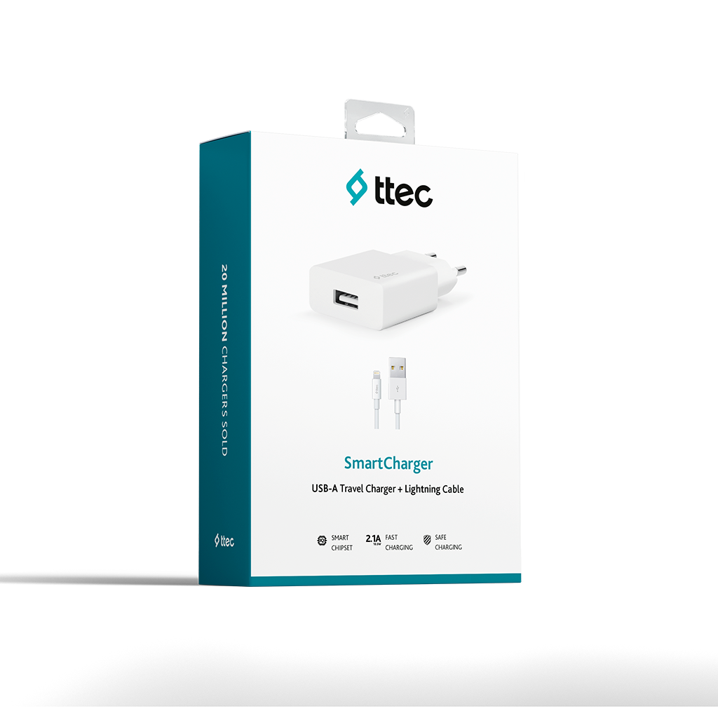 Ttec SmartCharger 2.1A Seyahat Şarj Aleti + Lightning Kablo 2SCS20LB