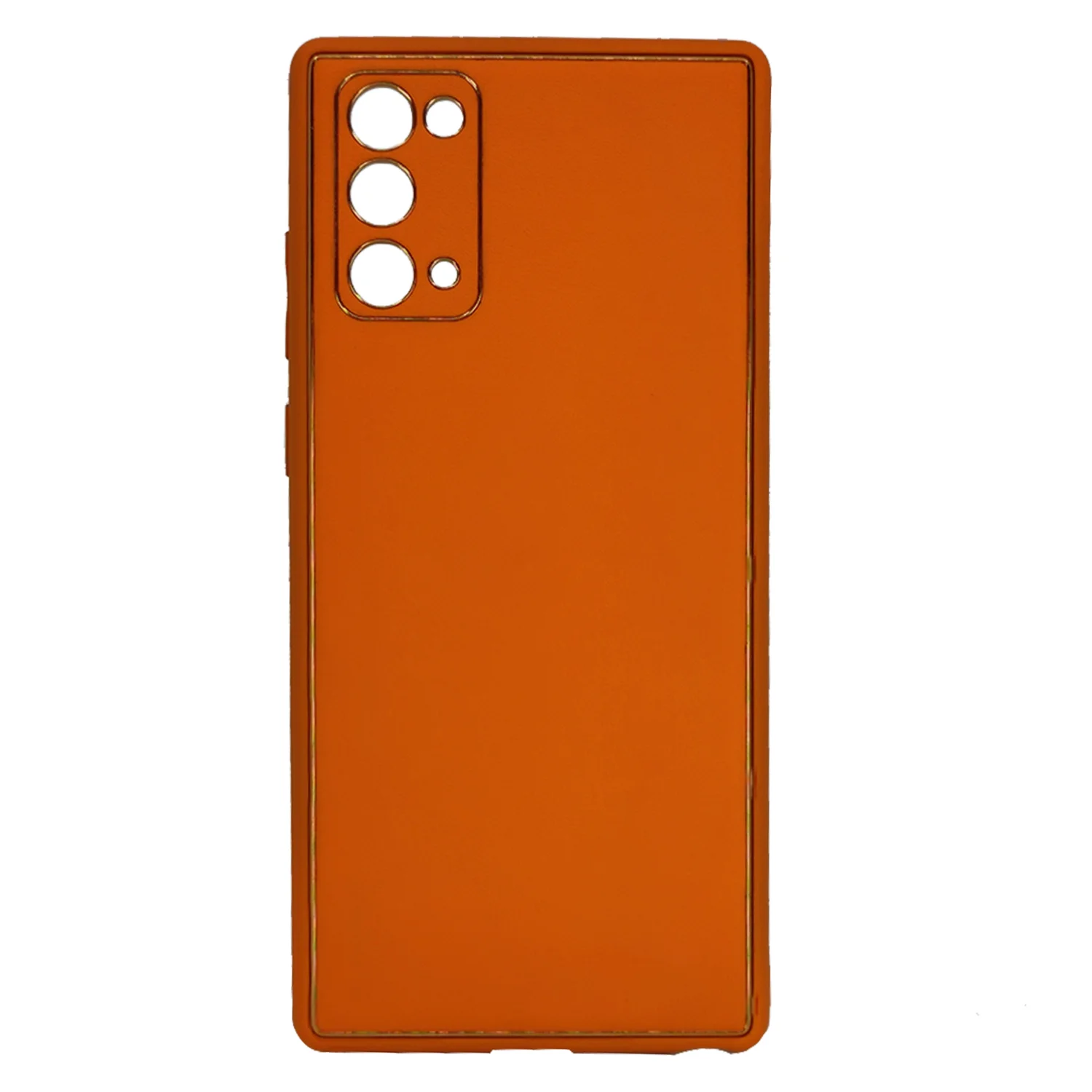 Nettech Samsung Galaxy Note 20 Uyumlu Coco Leather Seri Arka Koruma Kılıf (Turuncu) NT-93458