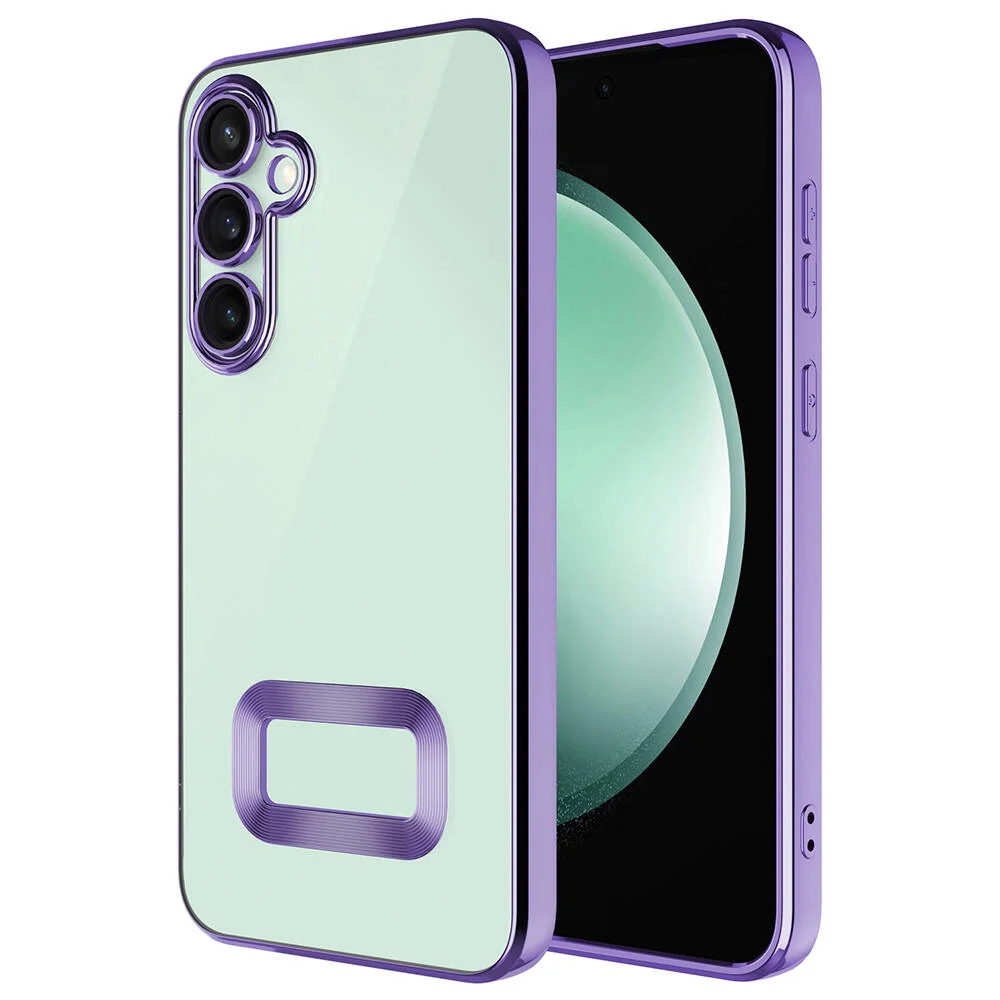 Galaxy S24 Plus Kılıf Kamera Korumalı Logo Gösteren Zore Omega Kapak - Lila