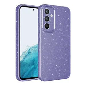 Galaxy A55 Kılıf Kamera Korumalı Simli Lüks Zore Koton Kapak - Mor