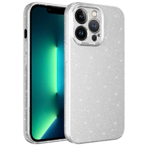 Apple iPhone 13 Pro Kılıf Kamera Korumalı Simli Lüks Zore Koton Kapak - Beyaz