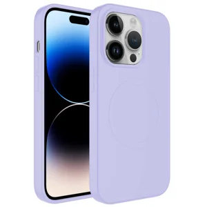 Apple iPhone 11 Pro Max Kılıf Magsafe Wireless Şarj Özellikli Pastel Renk Silikon Zore Plas Kapak - Lila