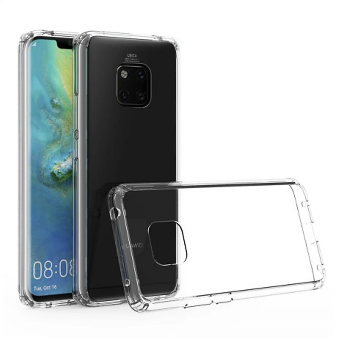 Nettech Huawei Mate 20 Pro Uyumlu Tıpalı Şeffaf Seri Arka Koruma Kılıf (Şeffaf) VR-12146