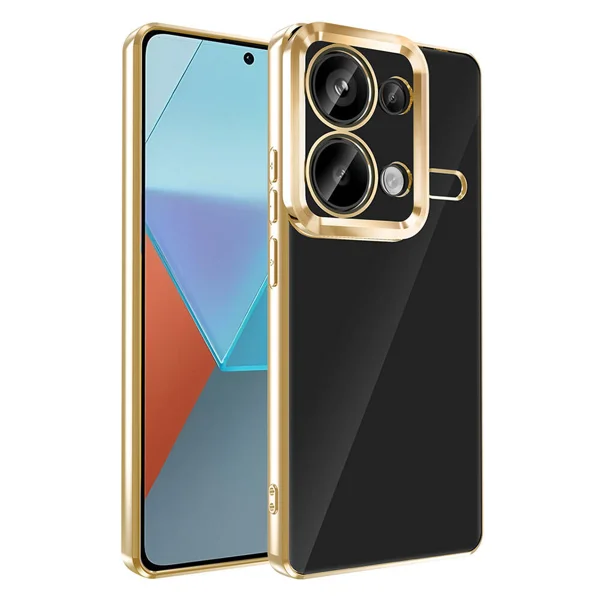 Xiaomi Redmi Note 13 Pro 4G Kılıf Kamera Korumalı Logo Gösteren Zore Omega Kapak - Gold - 1