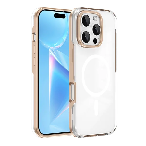 Apple iPhone 16 Pro Max Kılıf Magsafe Şarj Özellikli Çıkarılabilir Arka Yüzeyli Zore Polar Kapak - Gold - 1