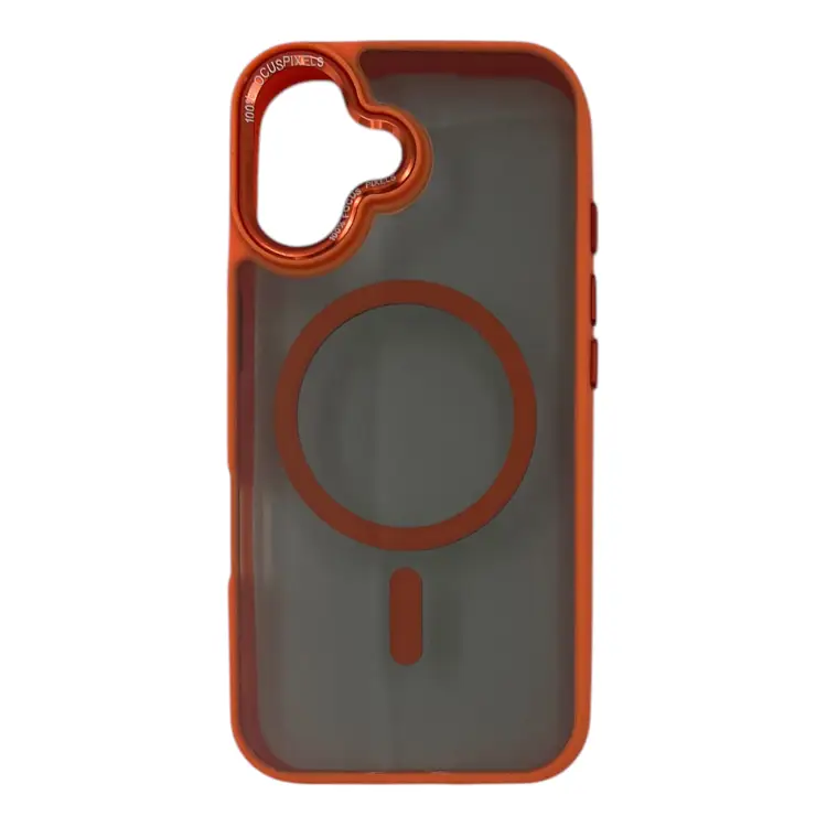 Nettech Apple iPhone 16 Uyumlu Metal Kamera Çerçeveli Magsafe Seri Arka Koruma Kılıf (Turuncu) NT-111577