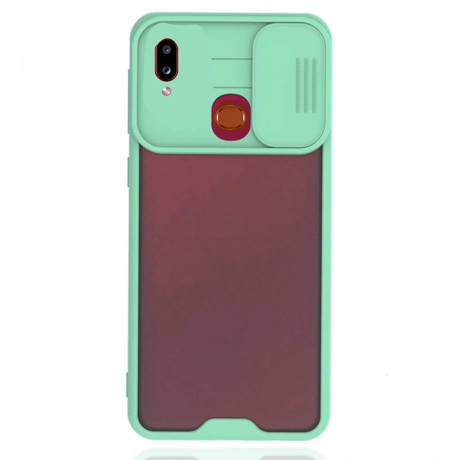 Nettech Samsung Galaxy A10S Uyumlu Platin Kamera Kızaklı Arka Koruma Kılıf (Su Yeşili) NT-86746