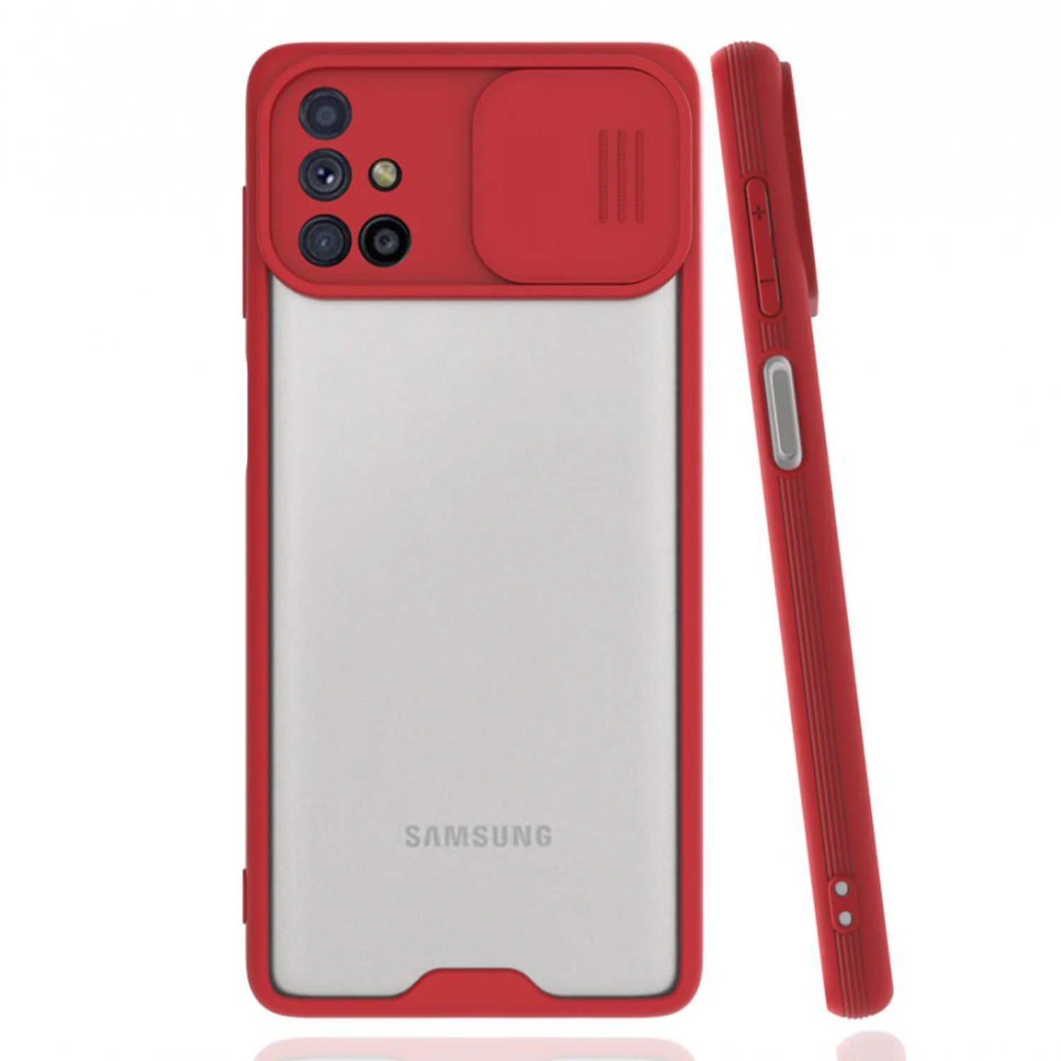 Nettech Samsung Galaxy M31S Uyumlu Platin Kamera Kızaklı Arka Koruma Kılıf (Kırmızı) NT-86705