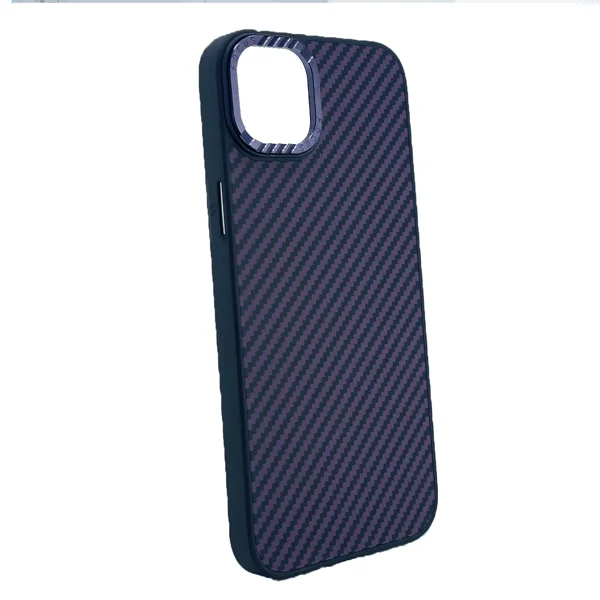 Nettech Apple iPhone 14 Pro Uyumlu Metal Kamera Çerçeveli Magsafe Karbon Fiber Arka Koruma Kılıf (Derin Mor) NT-101992 - 2