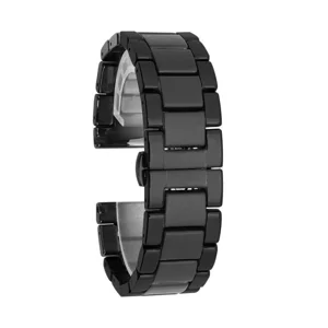 Gear S2 (20mm) Mat Seramik Metal Kordon - Parlak Siyah