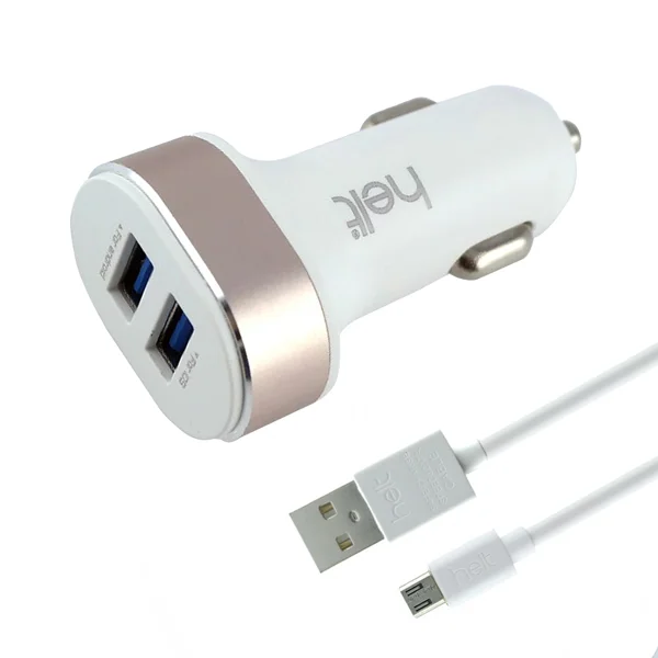 Helt HT-16 5W 2 Çıkışlı Micro Kablo + Araç Şarj Aleti (Beyaz) NT-14573 - 1