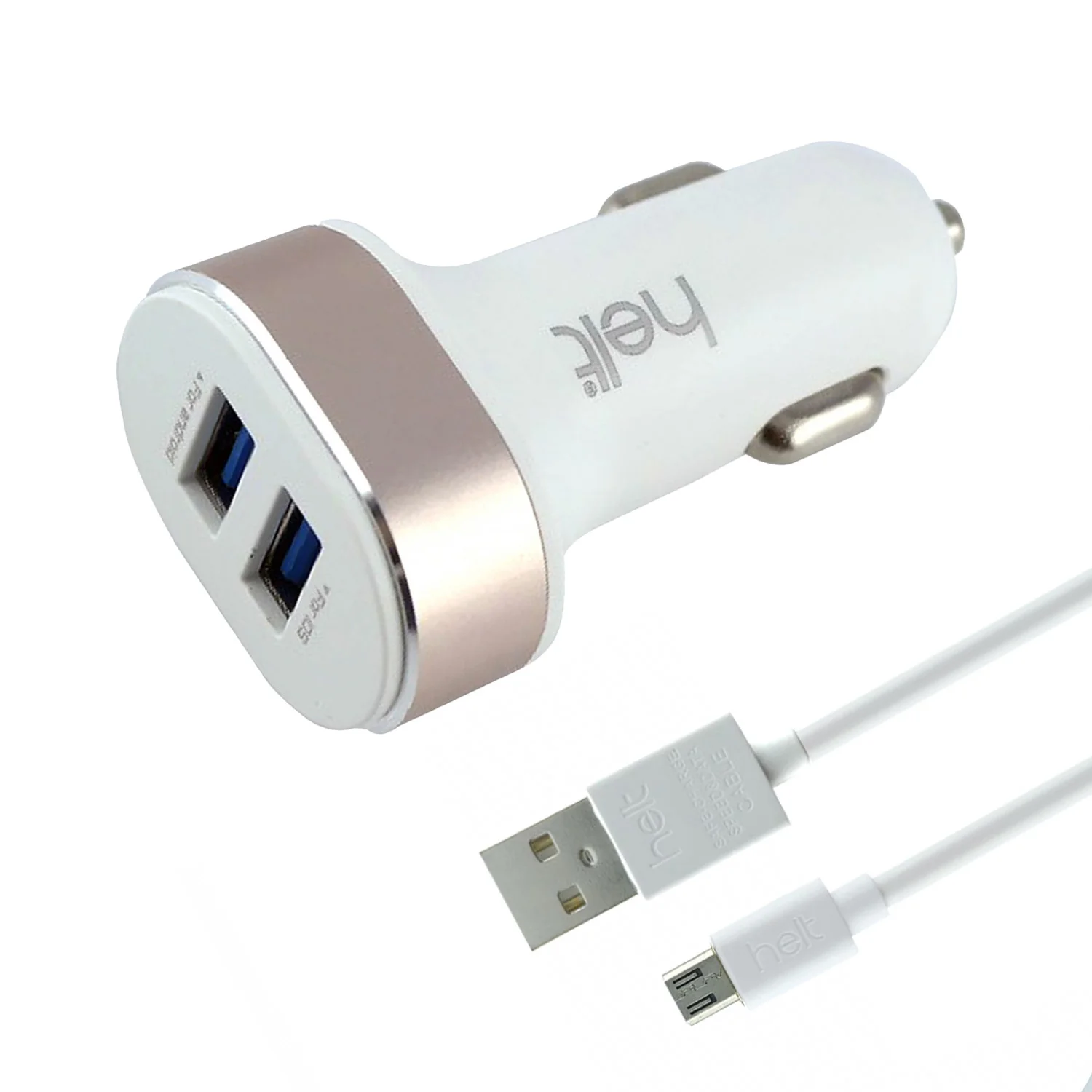 Helt HT-16 5W 2 Çıkışlı Micro Kablo + Araç Şarj Aleti (Beyaz) NT-14573