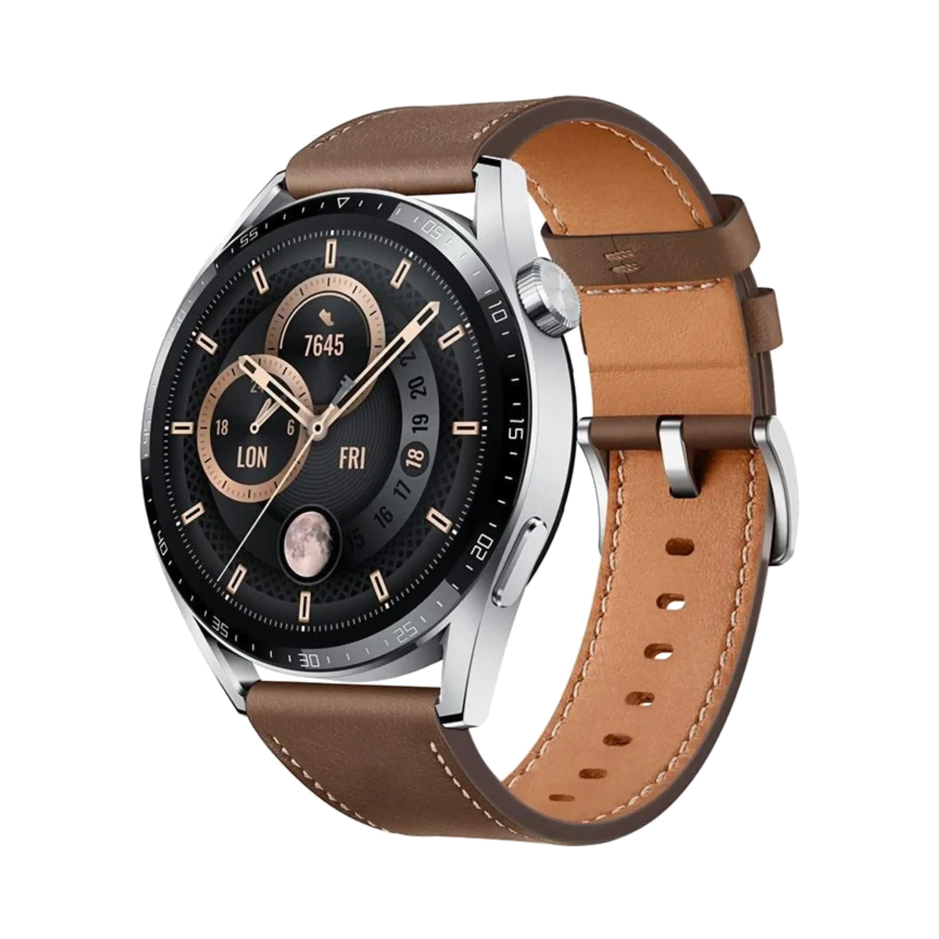 Huawei Watch GT3 Classic - Paslanmaz Çelik - 46mm - GPS - Kahverengi
