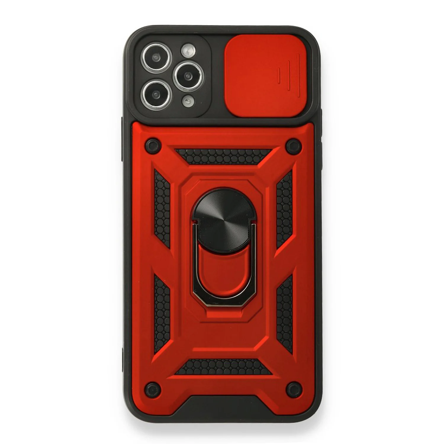 Nettech Apple iPhone 11 Pro Uyumlu Kızaklı Panzer Seri Arka Koruma Kılıf (Kırmızı) NT-86158