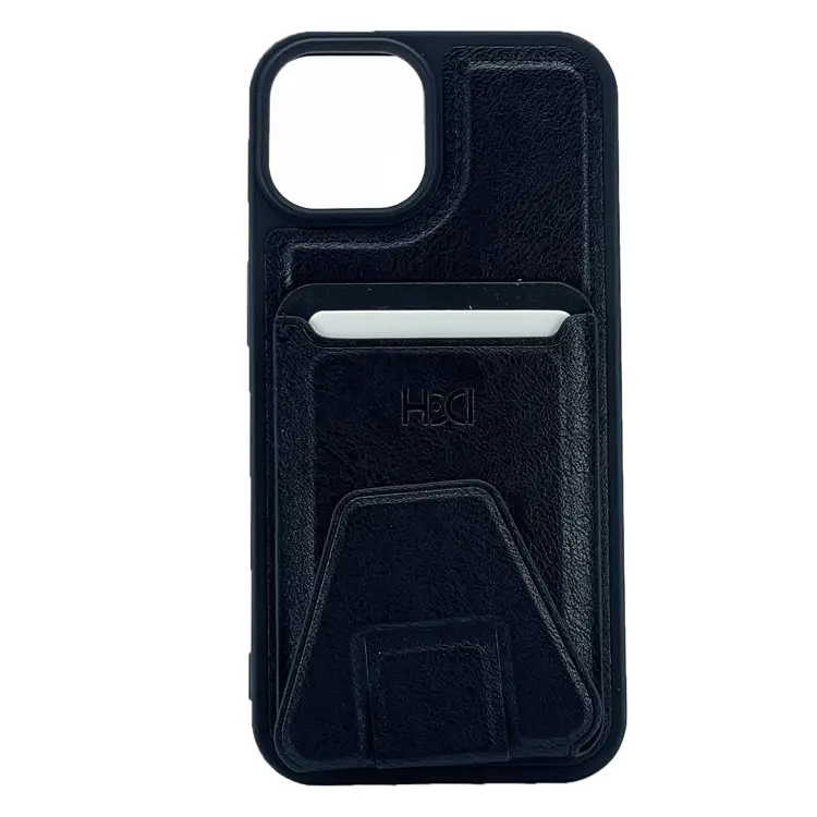 Nettech Apple iPhone 13 Pro Uyumlu Suni Deri Kartlık Arka Koruma Kılıf (Siyah) NT-101523