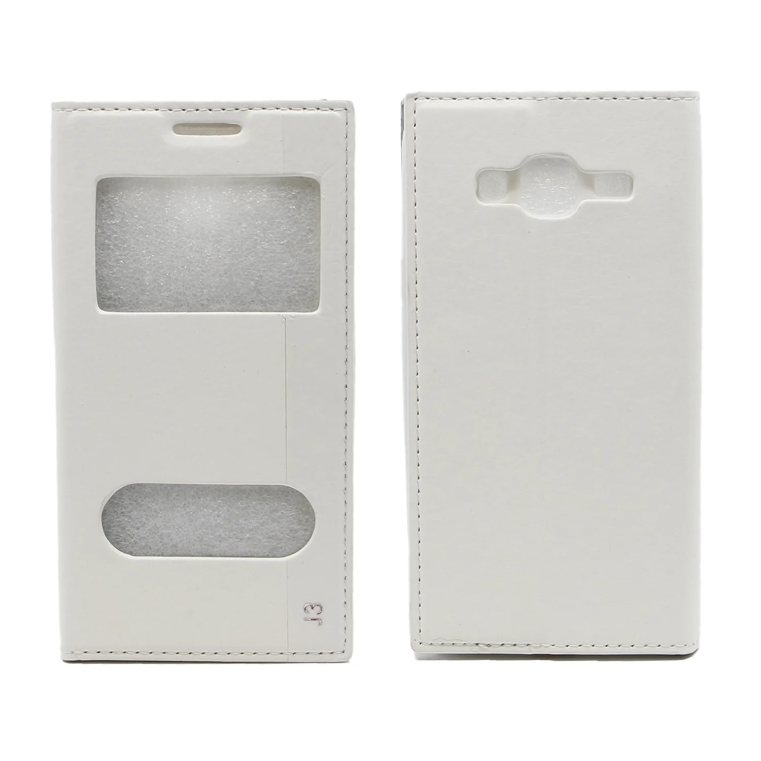 Nettech Samsung Galaxy J300 J3 Uyumlu Pencereli Kapaklı Kılıf (Beyaz) VR-8264