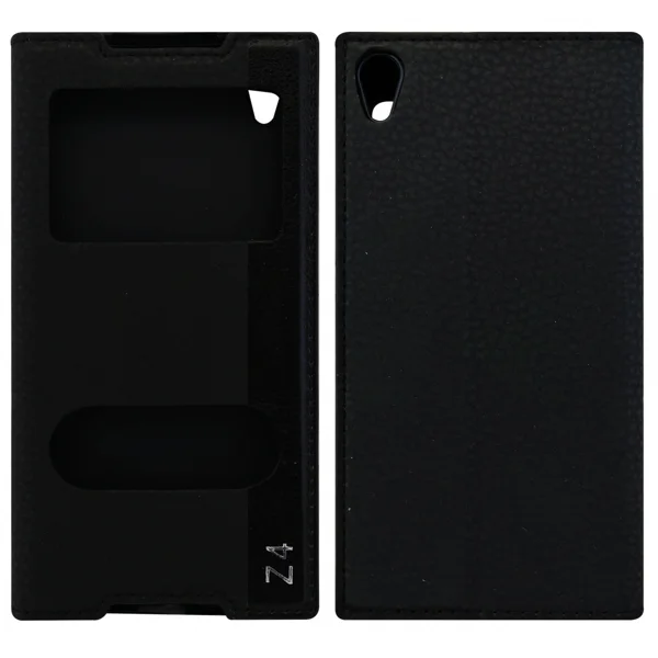 Nettech Sony Xperia Z4 Uyumlu Pencereli Kapaklı Kılıf (Siyah) VR-7166 - 1