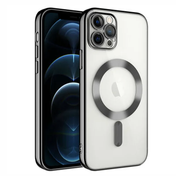 Nettech Apple iPhone 12 Pro Uyumlu Renkli Corner Magsafe Seri Arka Koruma Kılıf (Siyah) NT-99145 - 1