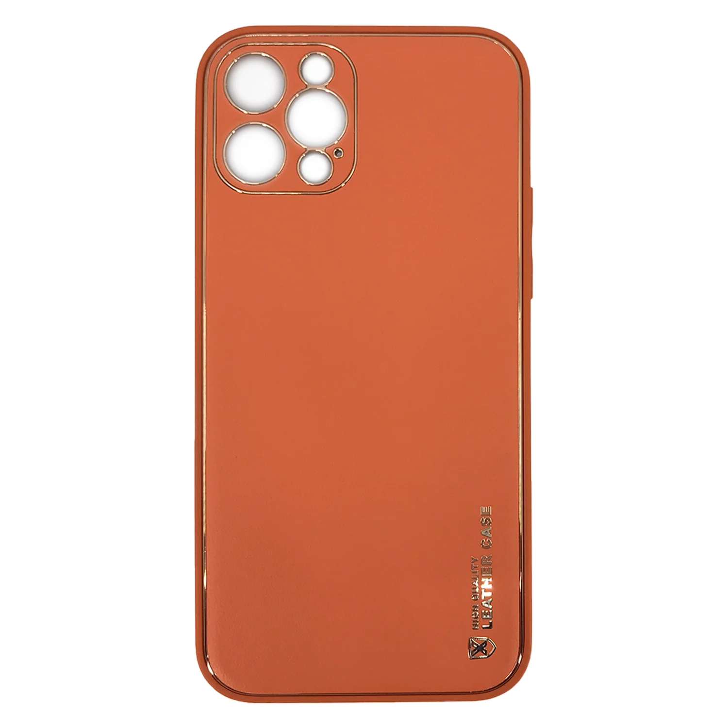Nettech Apple iPhone 12 Pro Uyumlu Coco Leather Seri Arka Koruma Kılıf (Turuncu) NT-87803