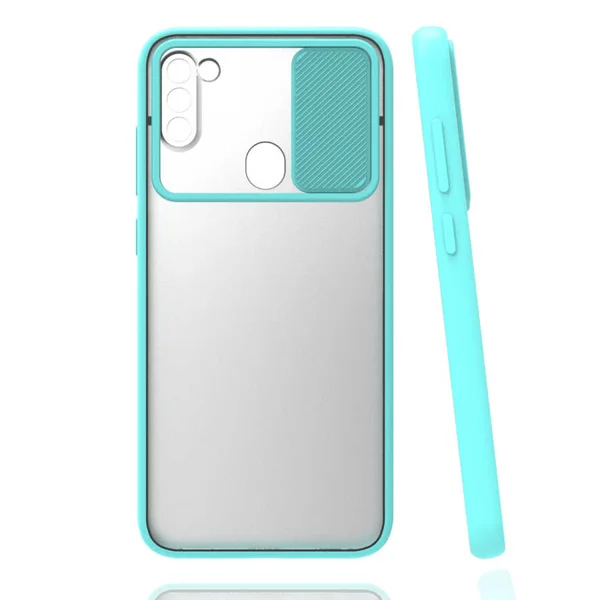 Galaxy A11 Kılıf Zore Lensi Kapak - Turkuaz - 1