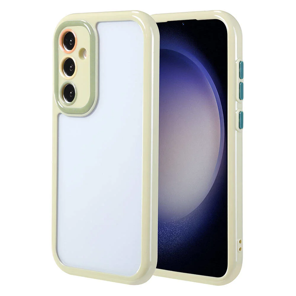 Galaxy S23 Kılıf Kamera Korumalı Renkli Kenar ve Çerçeve Tasarımlı Zore Vitamin Kapak - Yeşil