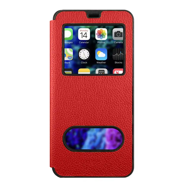 Nettech Xiaomi Poco M3 Uyumlu Pencereli Kapaklı Kılıf (Kırmızı) NT-89266