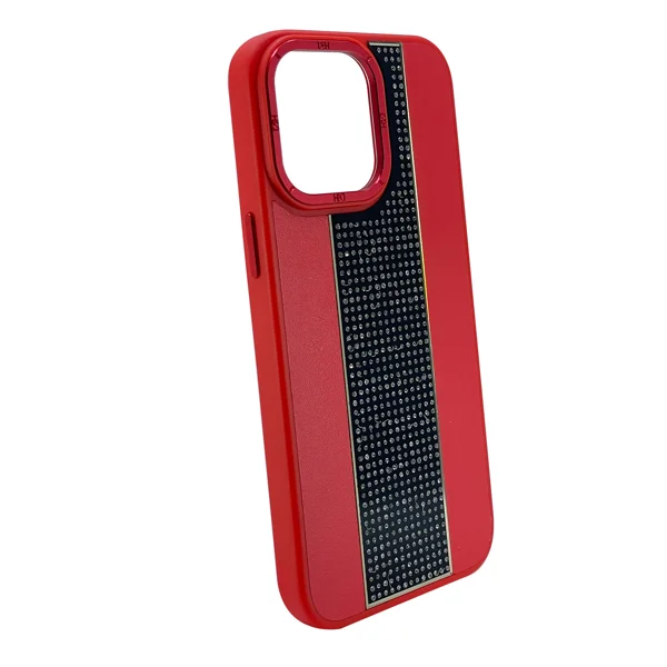 Nettech Apple iPhone 13 Pro Uyumlu Taşlı Deri Seri Arka Koruma Kılıf (Kırmızı) NT-101473 - 2