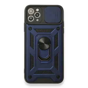 Nettech Apple iPhone 11 Pro Max Uyumlu Kızaklı Panzer Seri Arka Koruma Kılıf (Lacivert) NT-86162