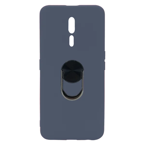 Nettech Oppo Reno Z Uyumlu Leather Ring Nano Arka Koruma Kılıf (Lacivert) NT-82965 - 1