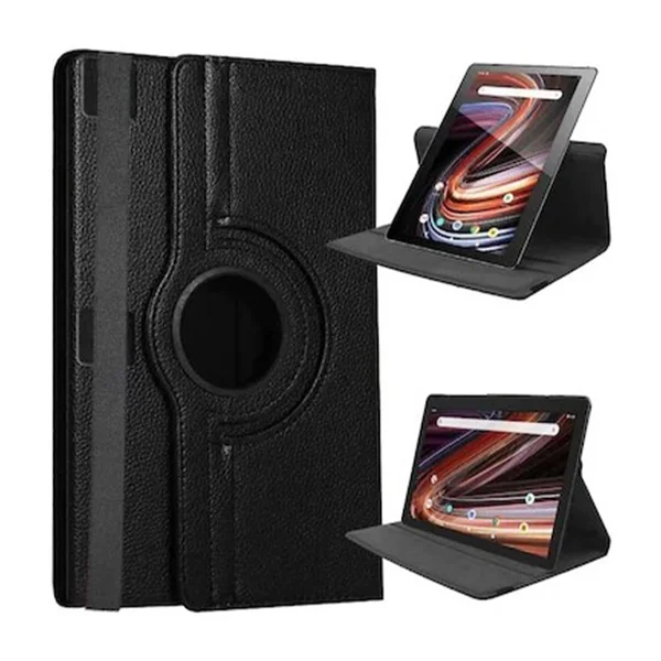 Nettech Tcl Tab 10S Uyumlu 3 Kameralı Döner Standlı Kapaklı Kılıf (Siyah) NT-104390 - 2