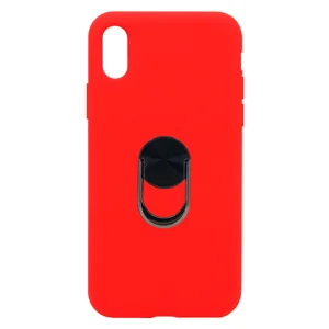 Nettech Apple iPhone X Uyumlu Leather Ring Nano Arka Koruma Kılıf (Kırmızı) NT-82865