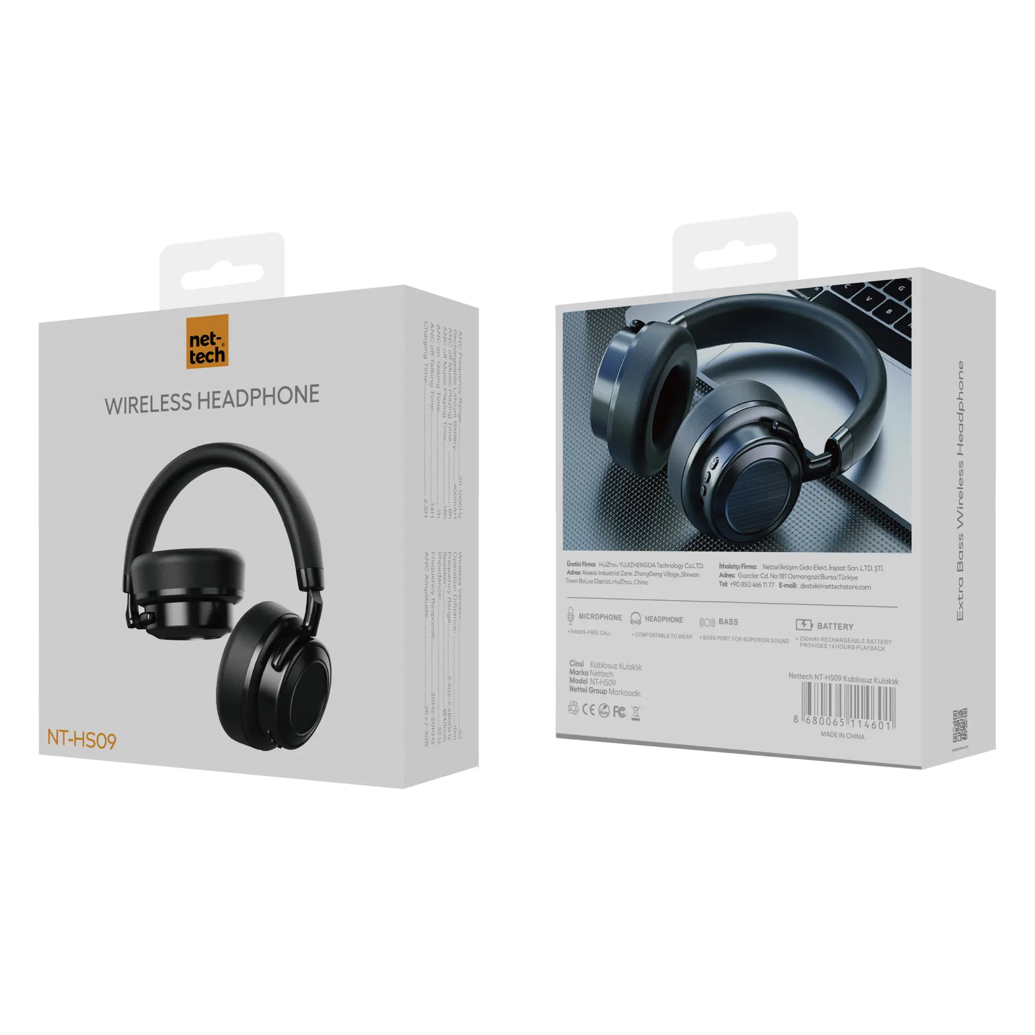 Nettech NT-HS09 Kulak Üstü Kulak Üstü Kulaklık (Siyah) NT-HS09