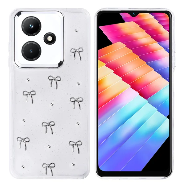 İnfinix Hot 30i Kılıf Airbag Tasarımlı Simli Şeffaf Zore Kutup Kapak - Fiyonk - 1