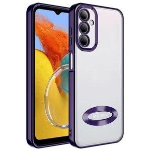 Galaxy M14 Kılıf Kamera Korumalı Logo Gösteren Zore Omega Kapak - Derin Mor